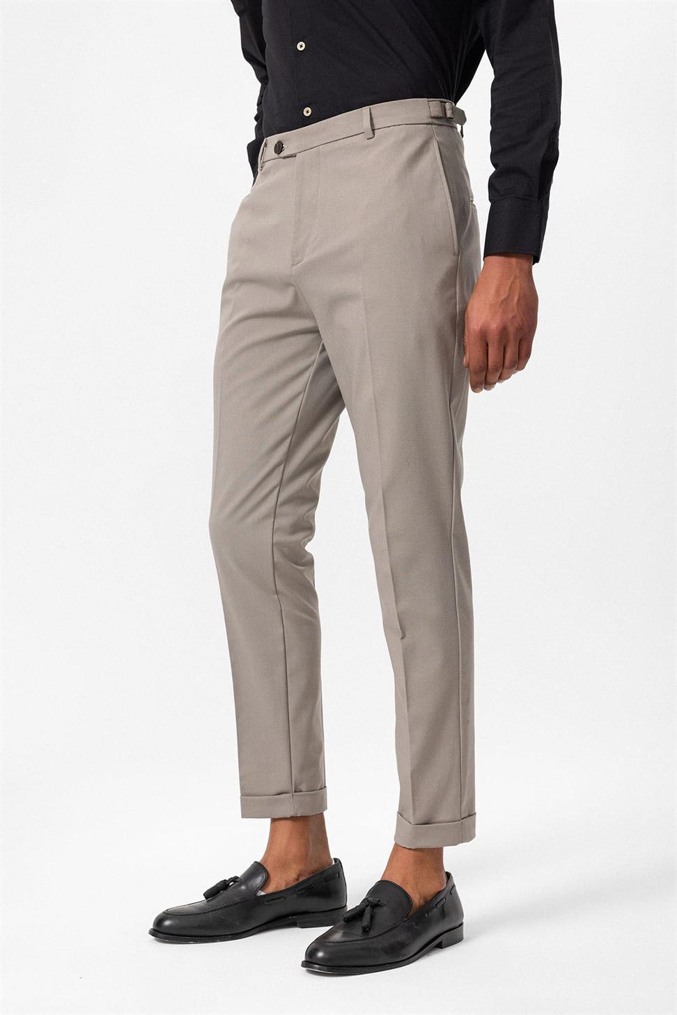 Antioch Bej Slim Fit Duble Paça Erkek Pantolon