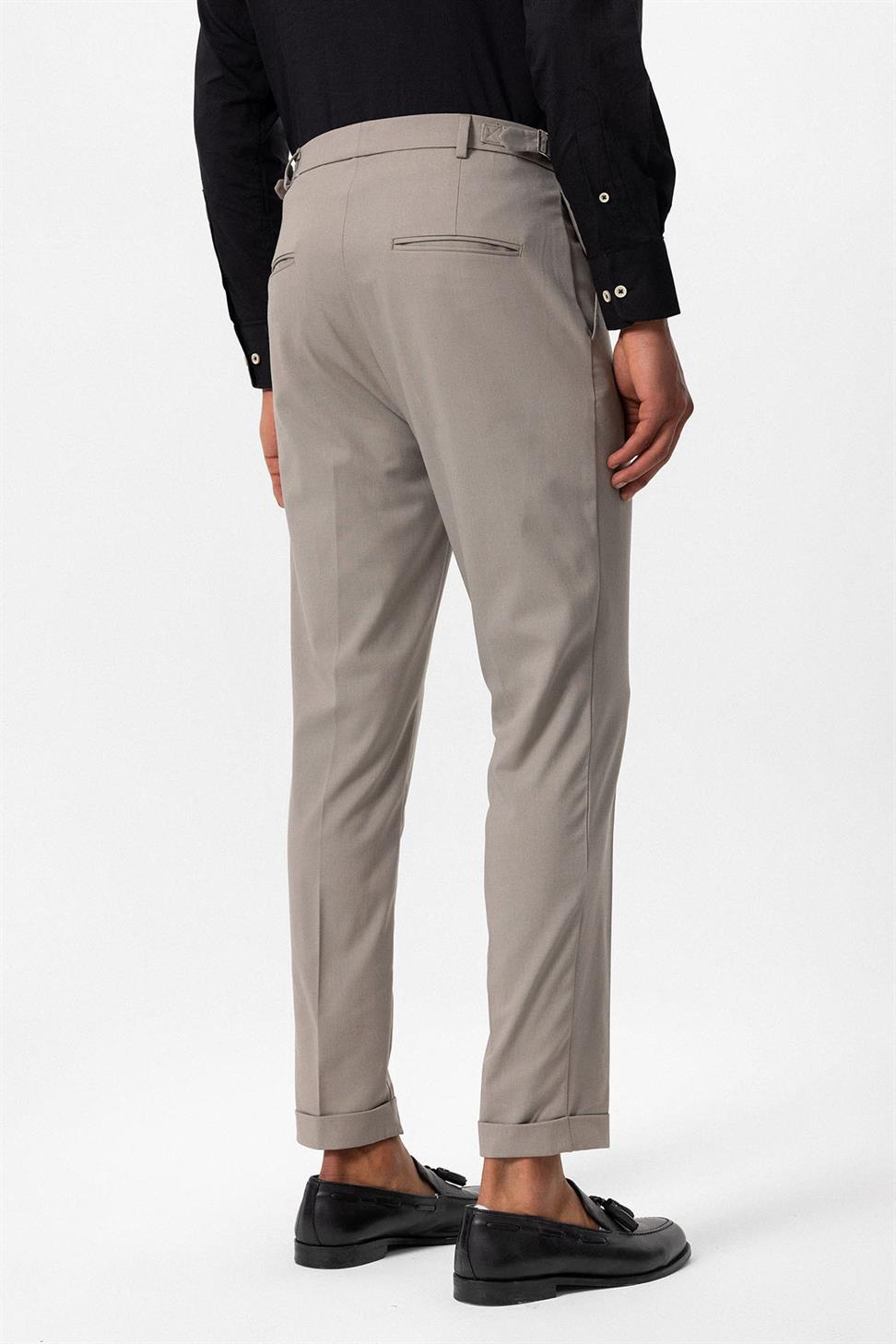 Antioch Bej Slim Fit Duble Paça Erkek Pantolon