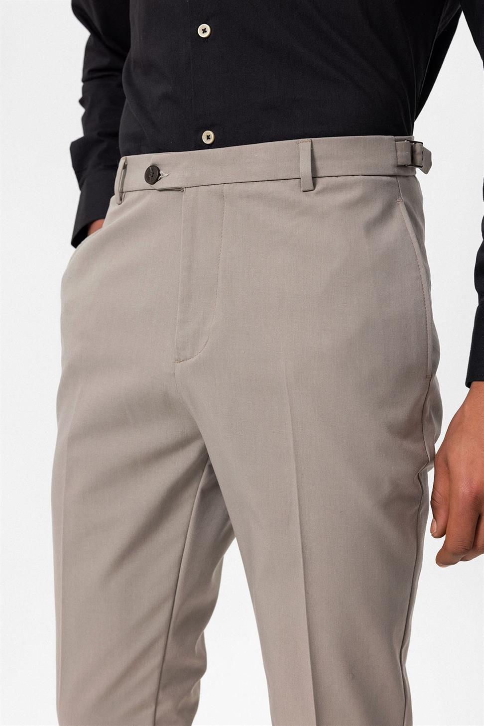 Antioch Bej Slim Fit Duble Paça Erkek Pantolon