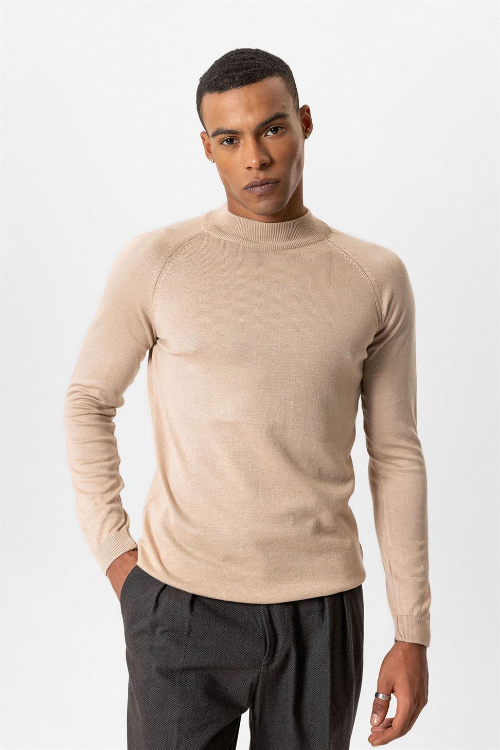 Antioch Bej Yarım Boğazlı Erkek Triko