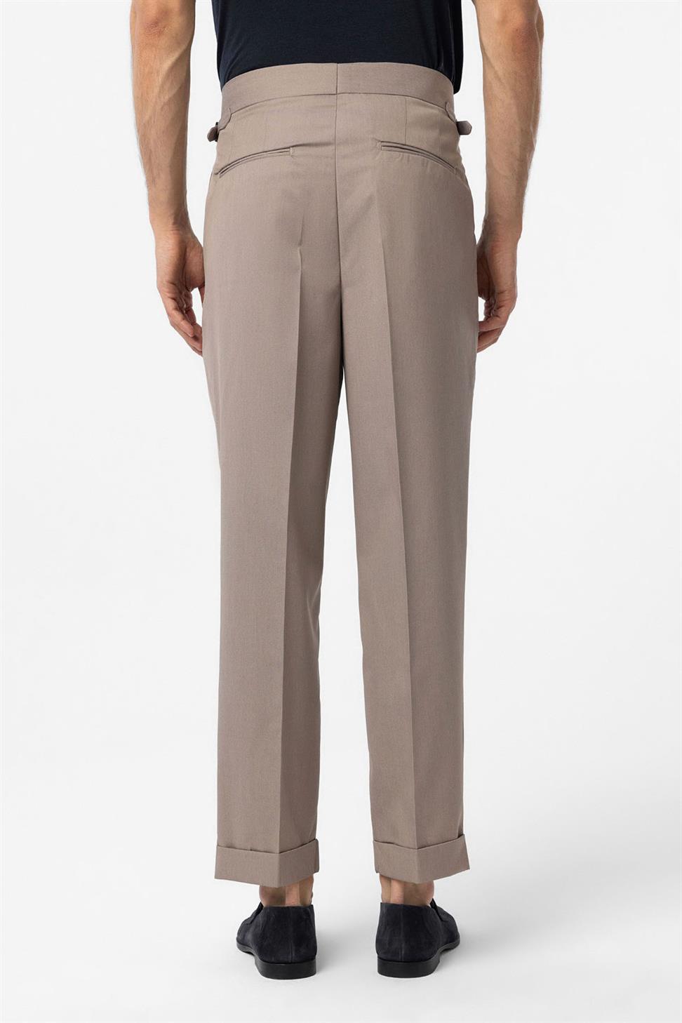 Antioch Bej Yüksek Bel İtalyan Kalıp Pileli Erkek Pantolon