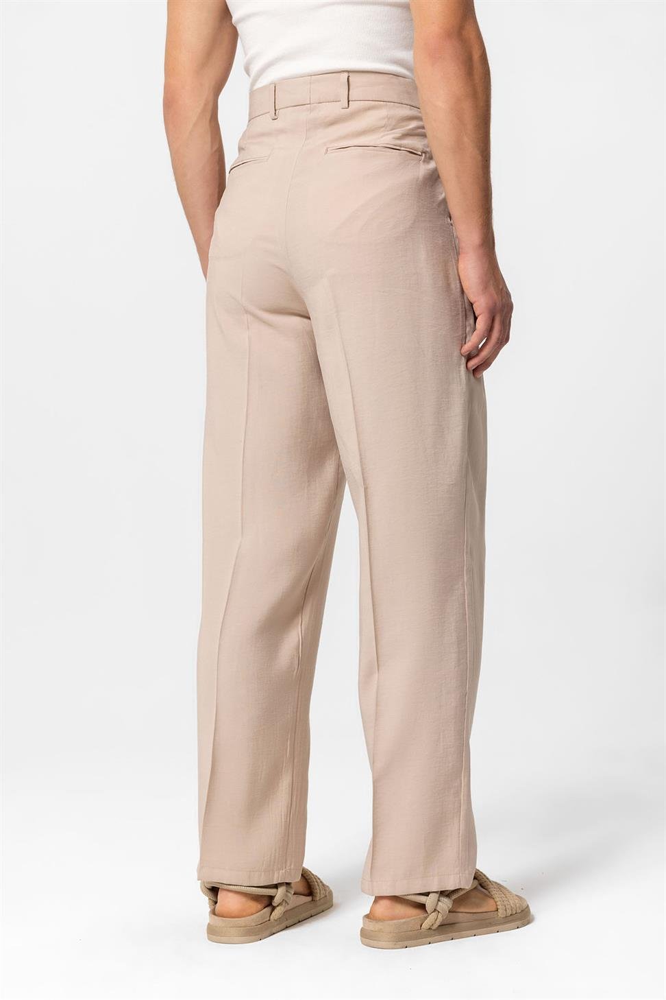 بنطلون رجالي فضفاض ذو ثنيات عالية الخصر للرجال