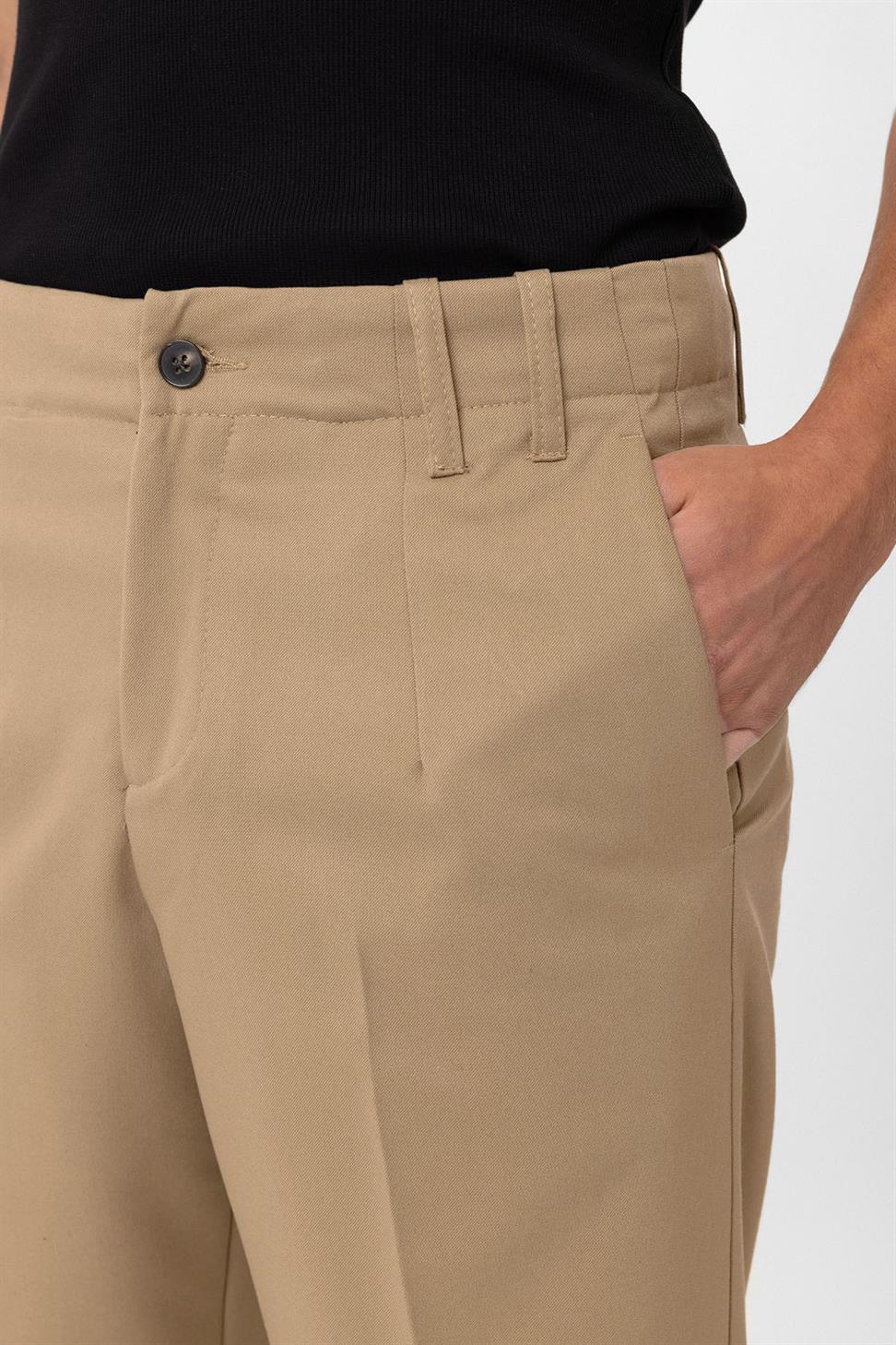 Antioch Bej Yüksek Bel Straight Fit Erkek Pantolon