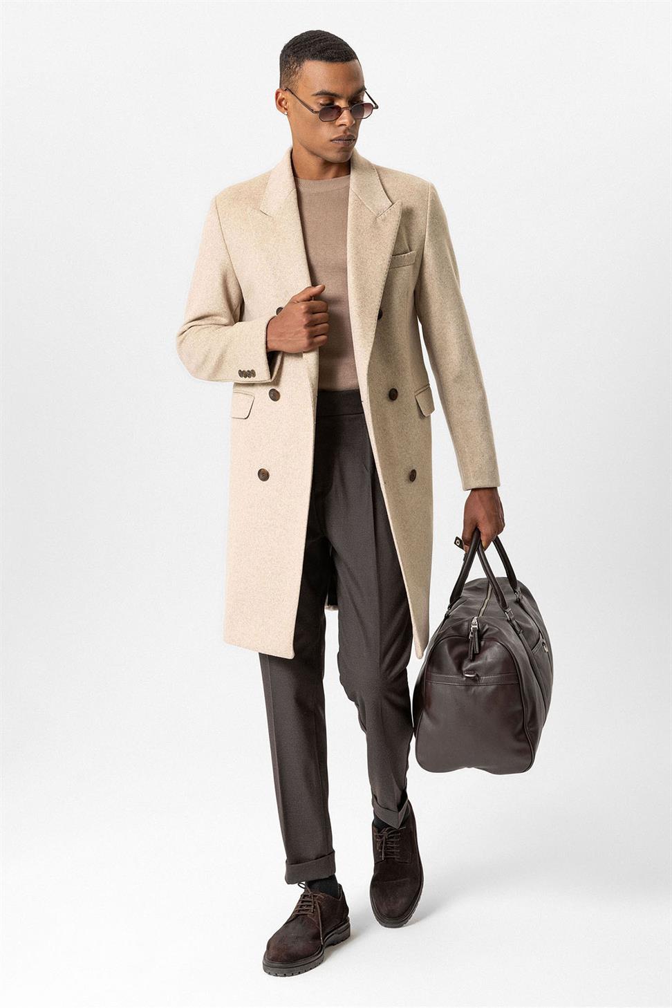 Antioch Bej Yün Karışımlı Kruvaze Erkek Kaban