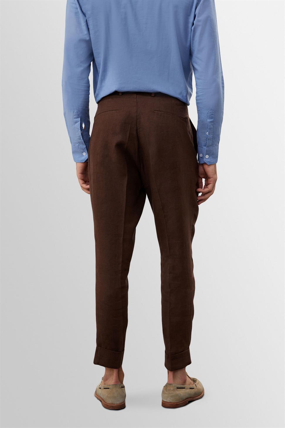 بنطلون رجالي عالي الخصر مصنوع من الكتان بنسبة 100%