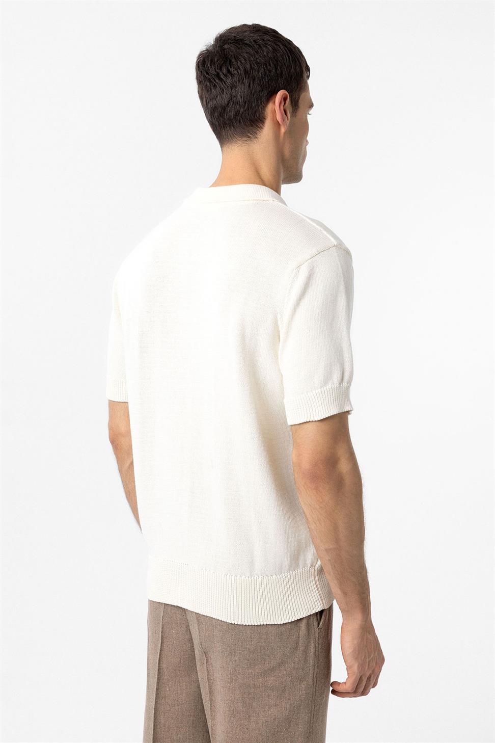 Antioch Beyaz 100% Pamuk Polo Yaka Triko T-Shirt