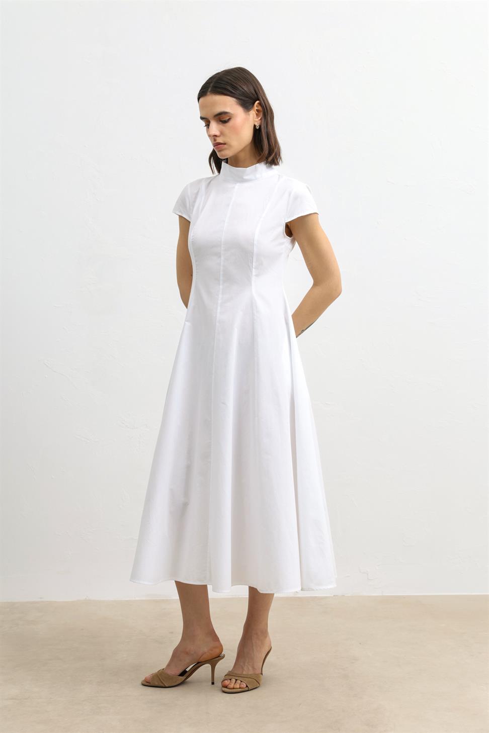 فستان ميدي نسائي من قماش البوبلين