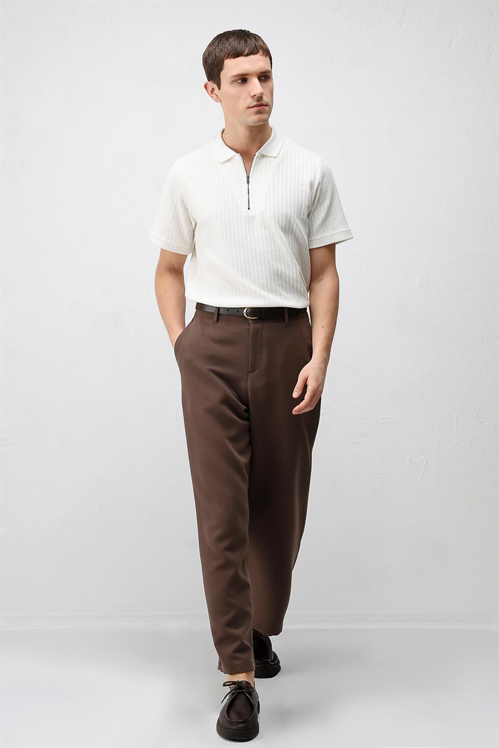 تي شيرت رجالي بياقة بولو من نسيج محبوك