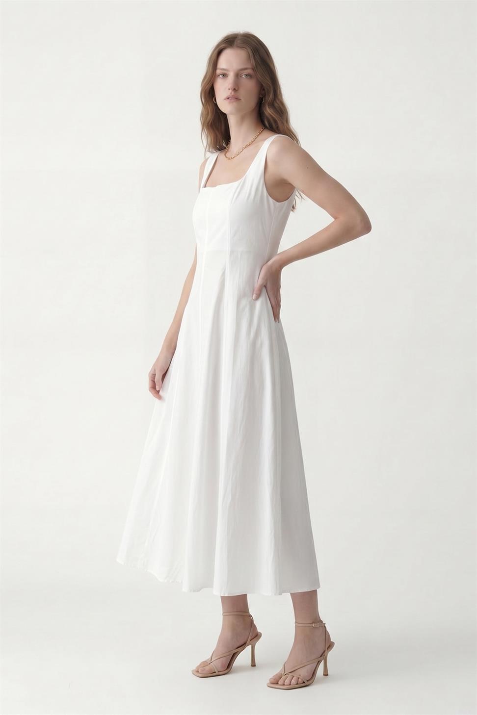 فستان نسائي من البوبلين بأكمام