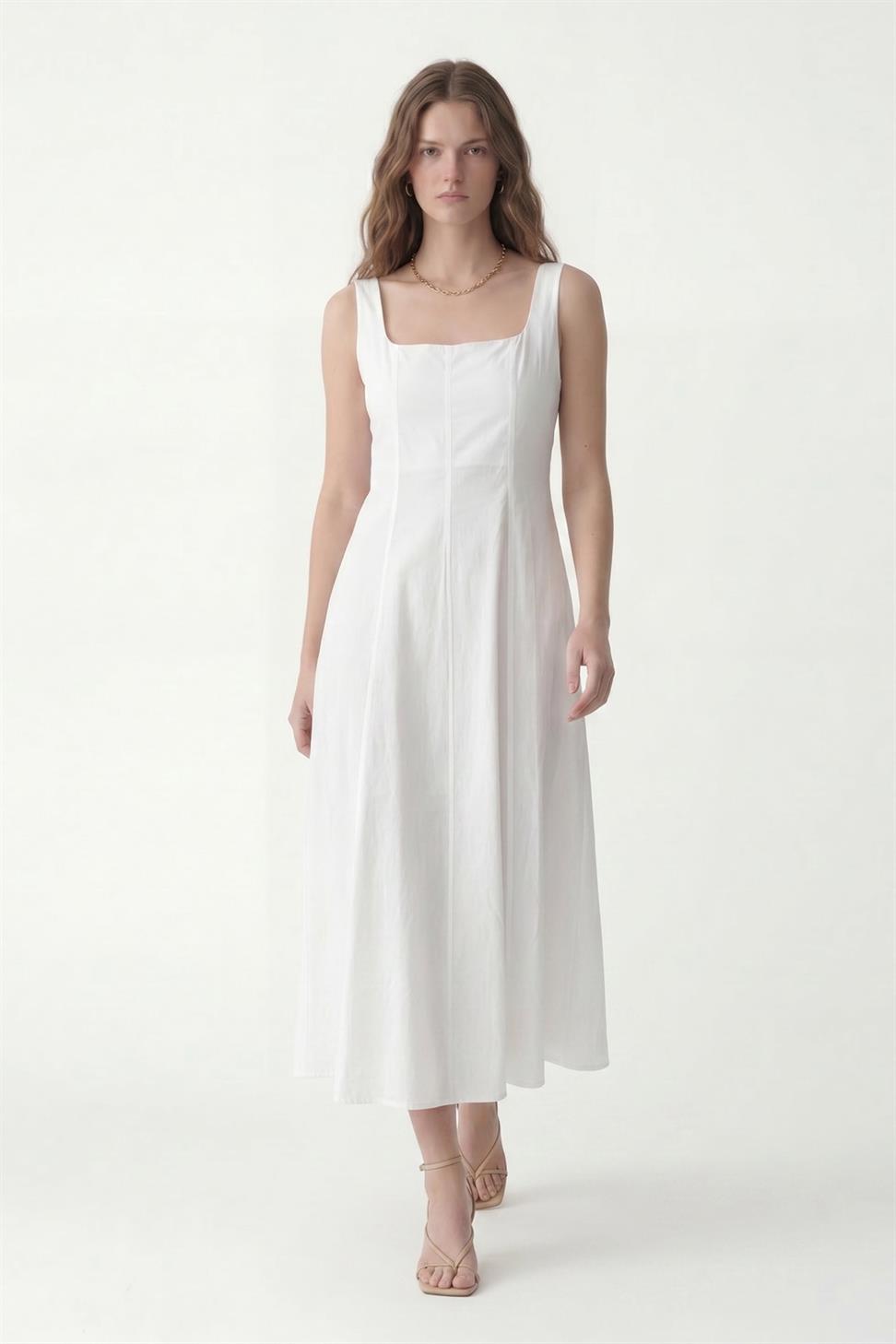 فستان نسائي من البوبلين بأكمام