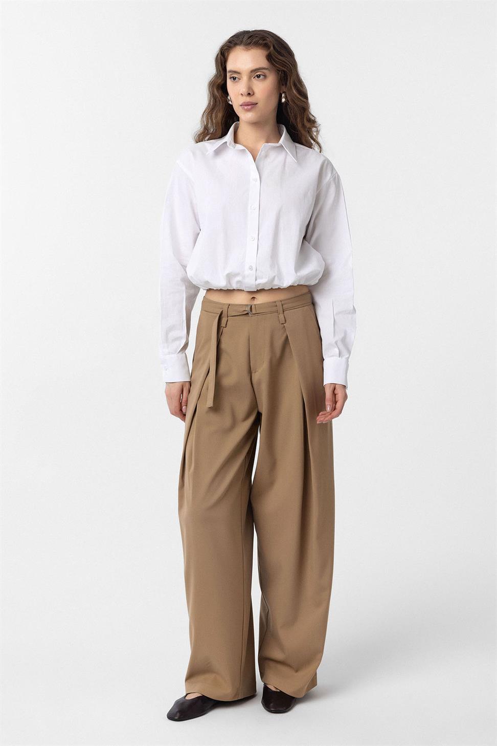 Antioch Beyaz Crop Poplin Kadın Gömlek