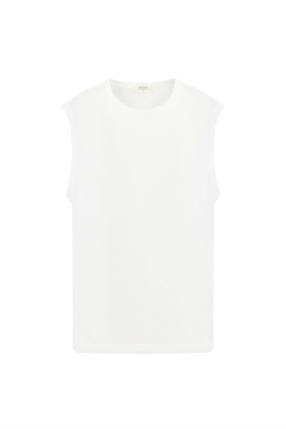 Antioch Beyaz Dokulu Erkek Kolsuz T-Shirt