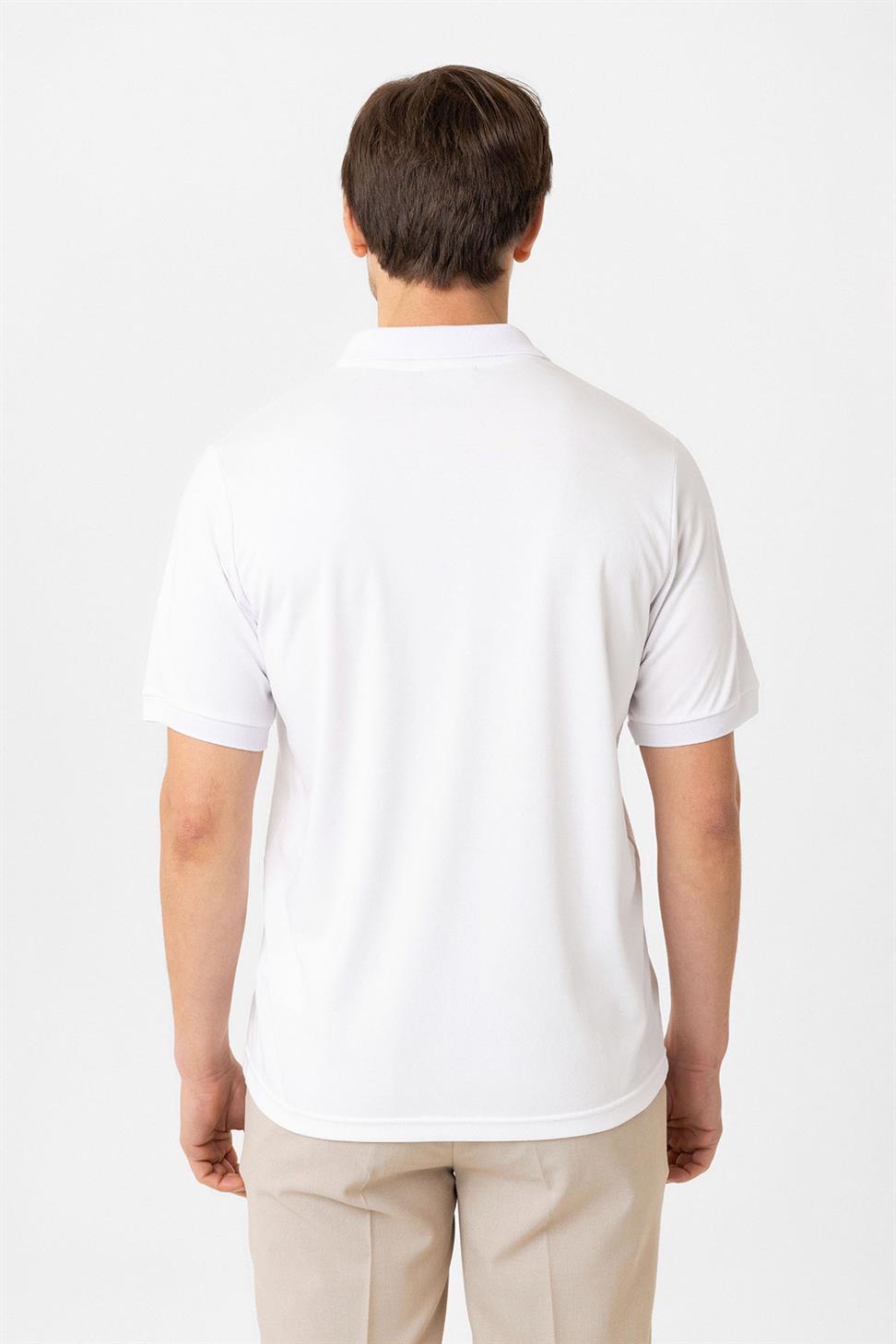 Antioch Beyaz Fermuarlı Regular Fit Erkek T-Shirt