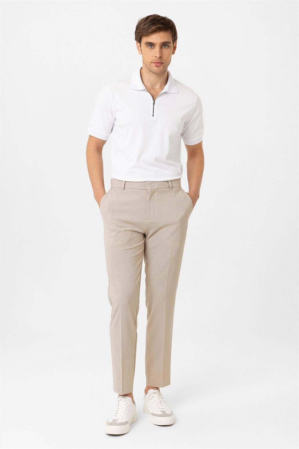 Antioch Beyaz Fermuarlı Regular Fit Erkek T-Shirt