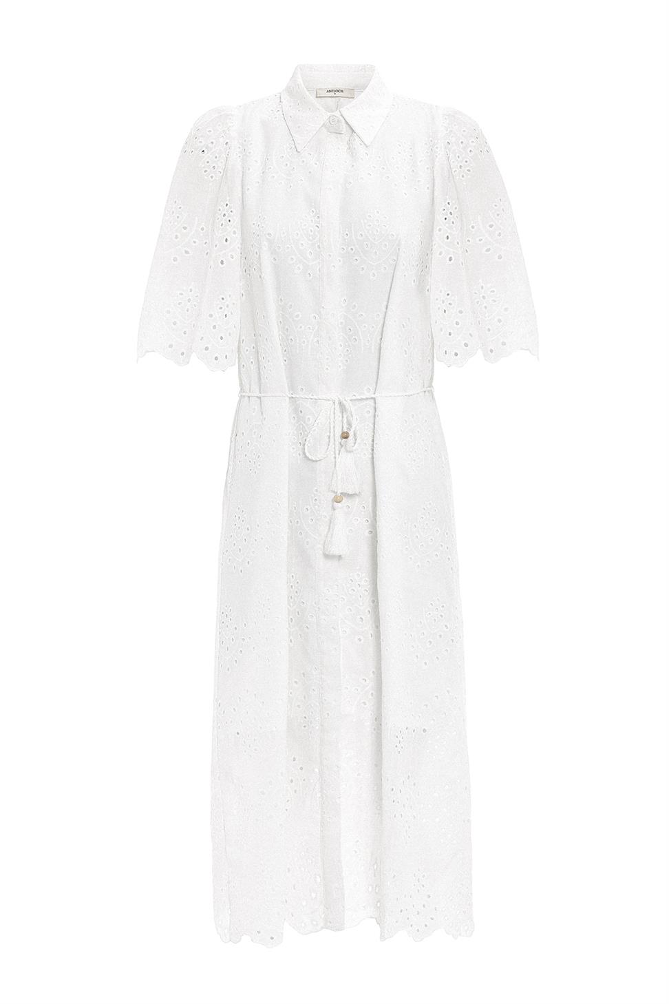Antioch Beyaz Kadın Fisto İşlemeli Elbise