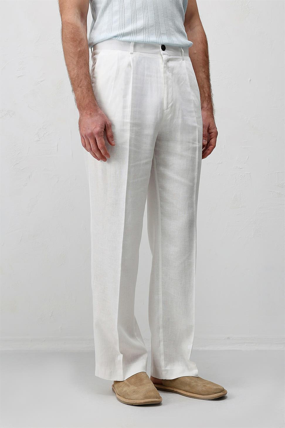 Mens Linen Blend Baggy Pants
