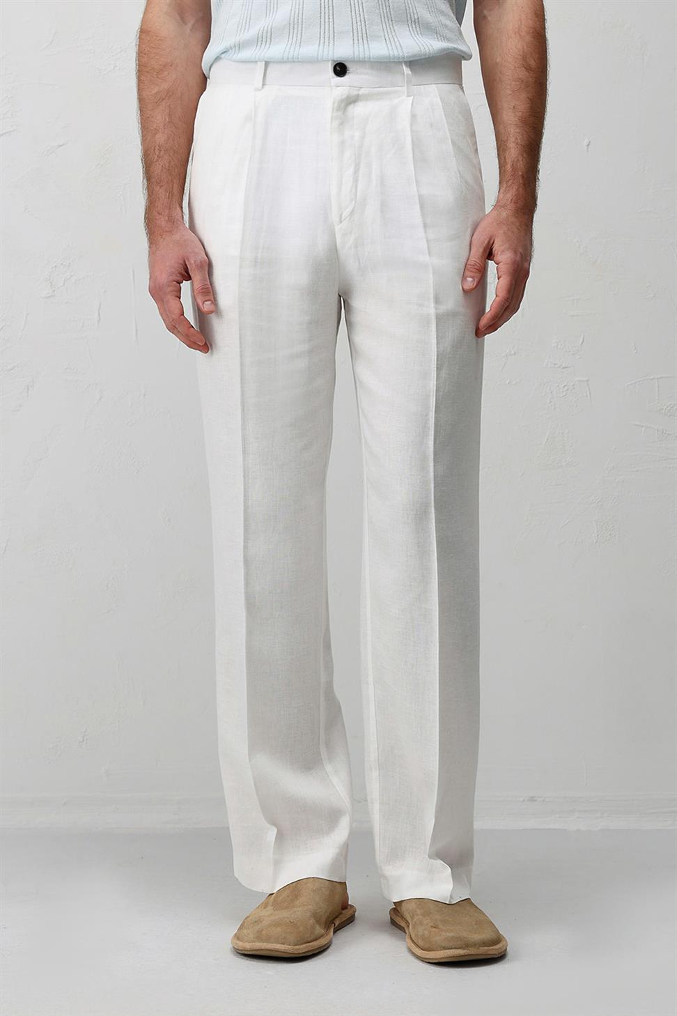 Mens Linen Blend Baggy Pants