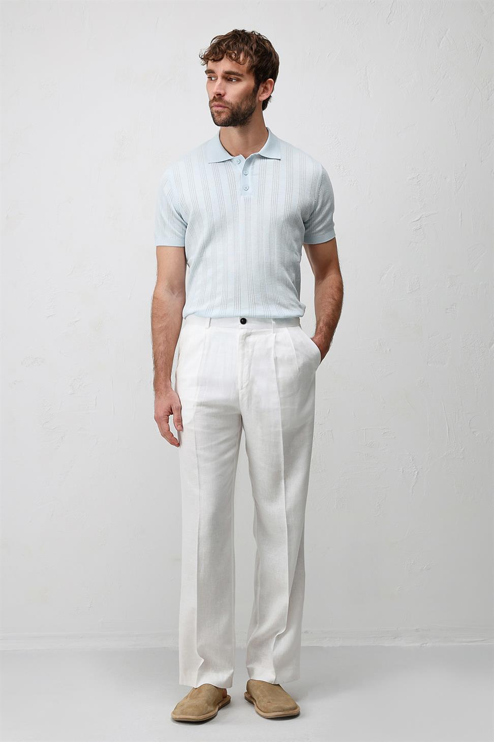 Mens Linen Blend Baggy Pants