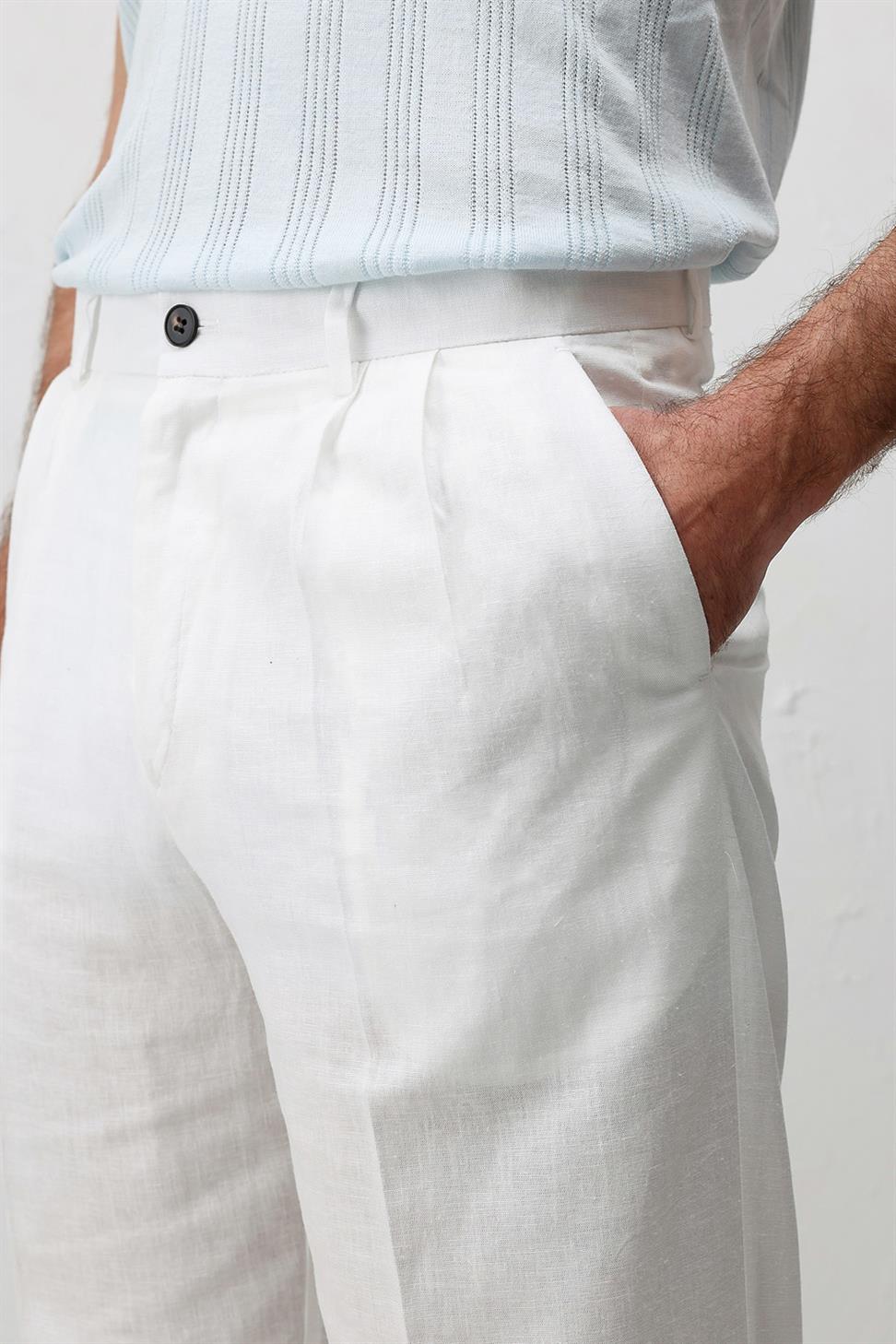 Mens Linen Blend Baggy Pants