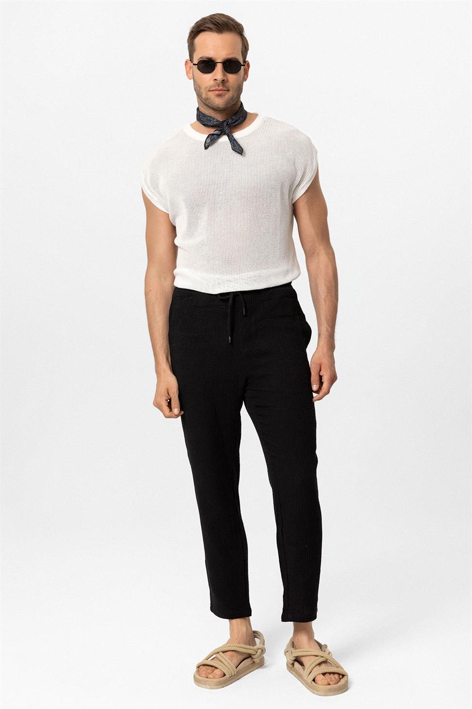 تي شيرت رجالي مخرم بدون أكمام للرجال