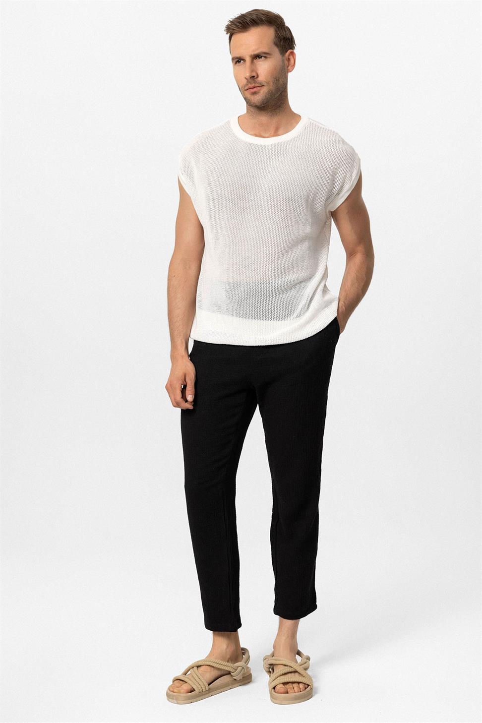 تي شيرت رجالي مخرم بدون أكمام للرجال