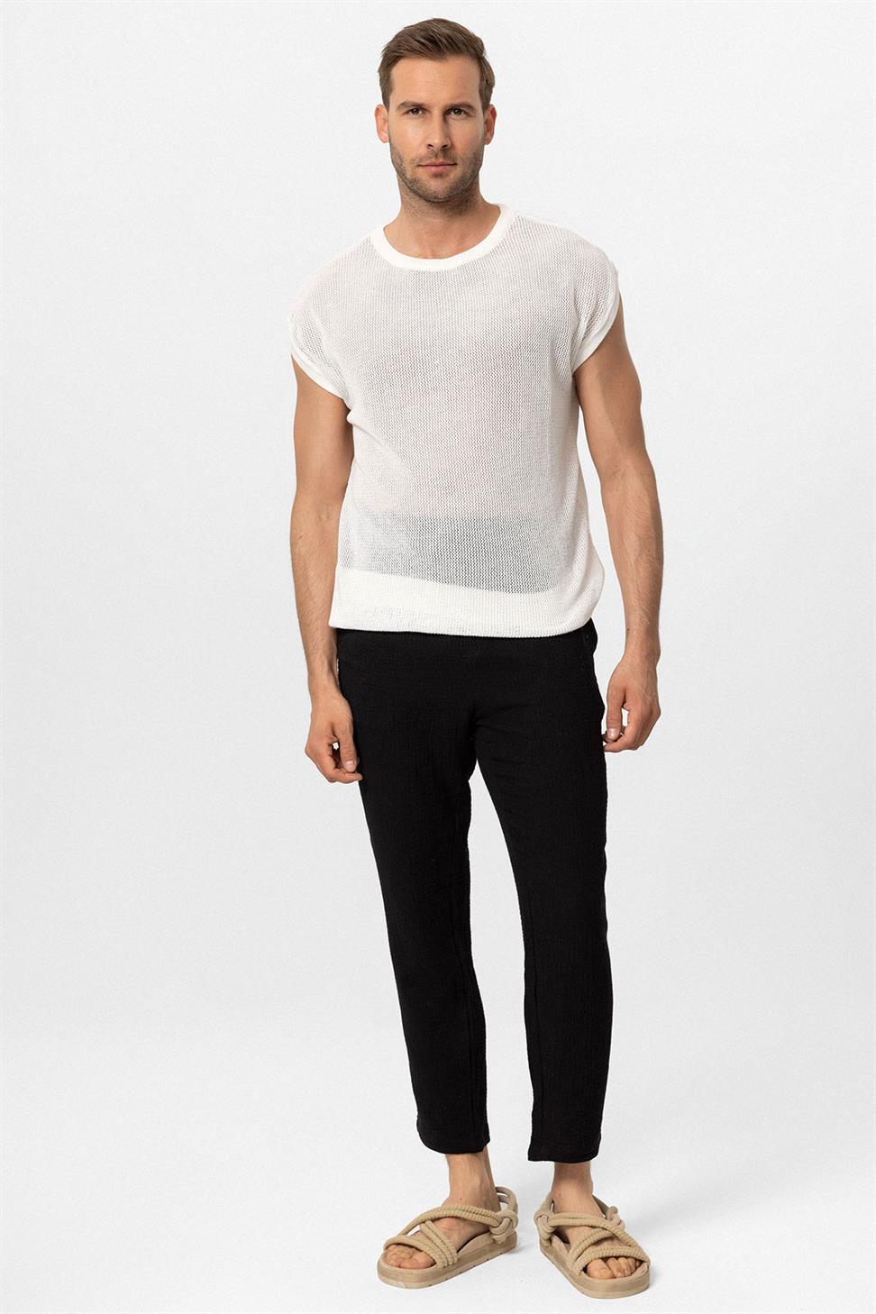 تي شيرت رجالي مخرم بدون أكمام للرجال