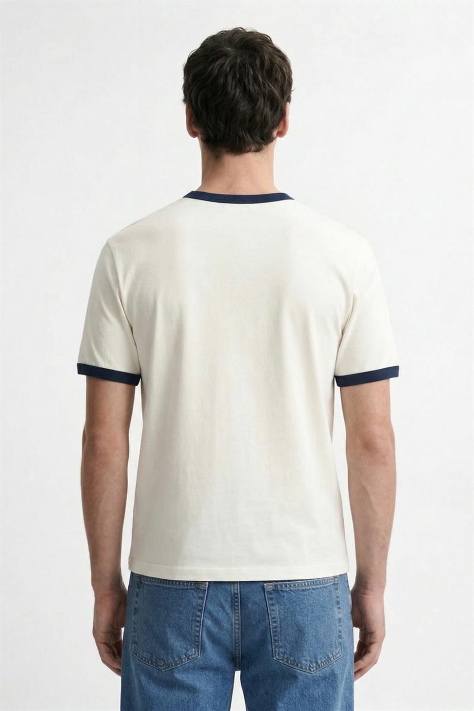 Antioch Beyaz Kontrast Yaka Erkek T-Shirt