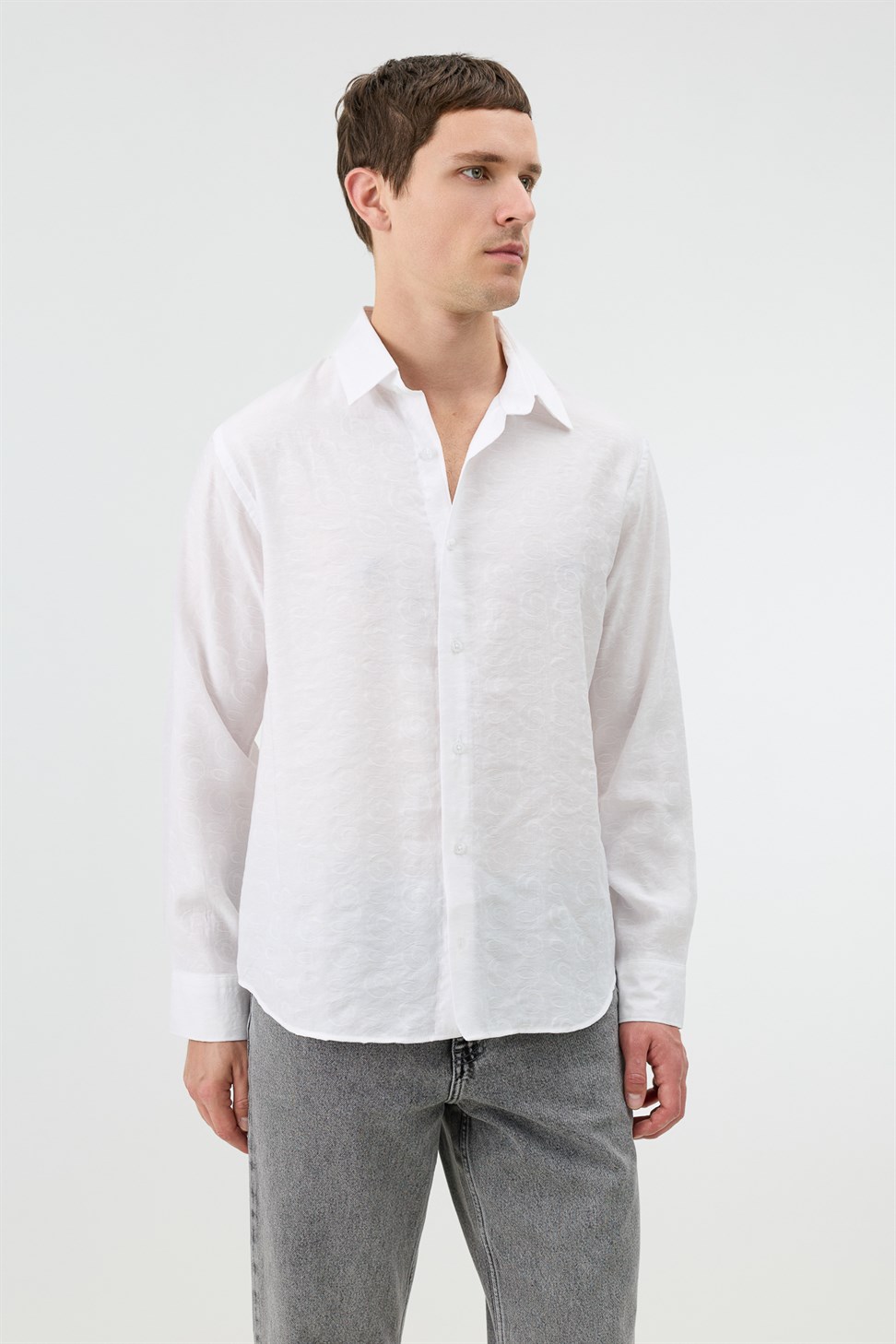 Mens Patterned Shirt with Modal Blend