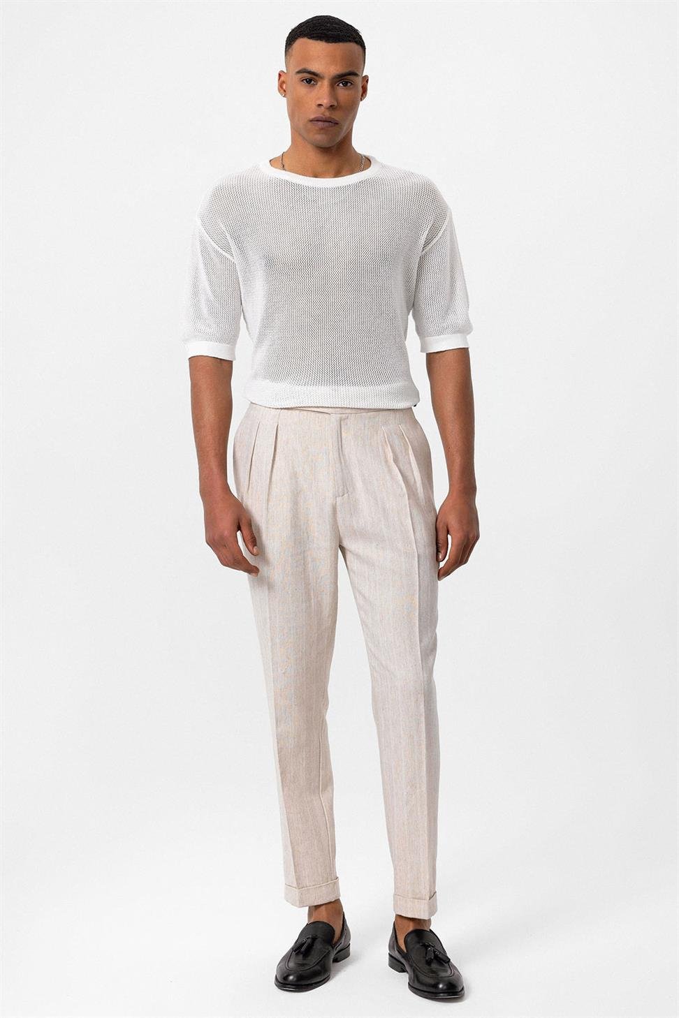 Antioch Beyaz Oversize Ajurlu Erkek T-Shirt