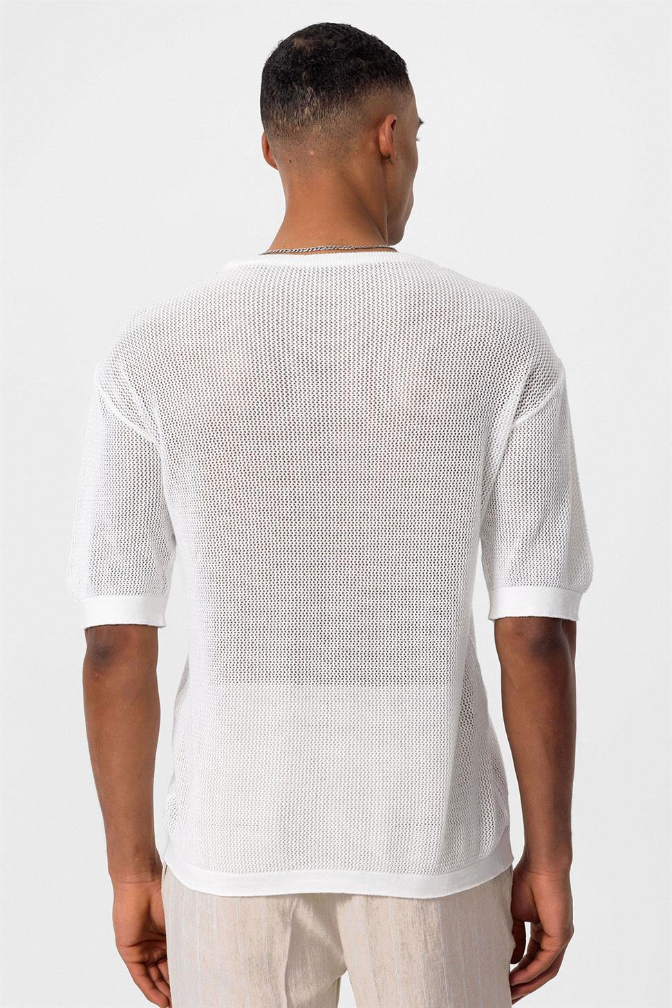 Antioch Beyaz Oversize Ajurlu Erkek T-Shirt