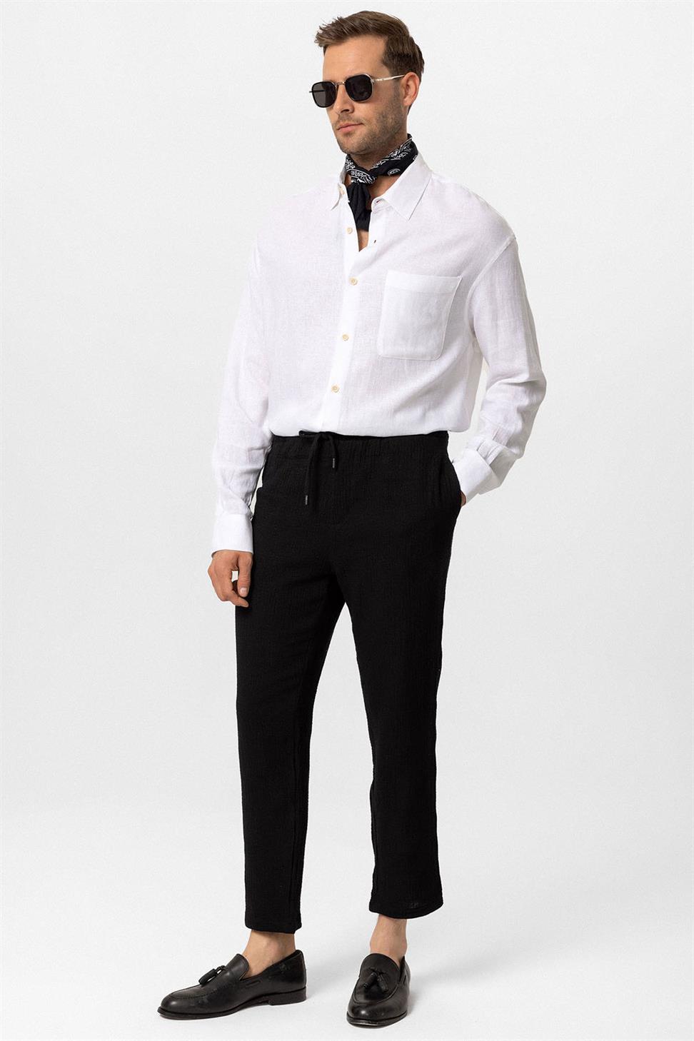 قميص رجالي بأكمام طويلة مكشوف الأكمام