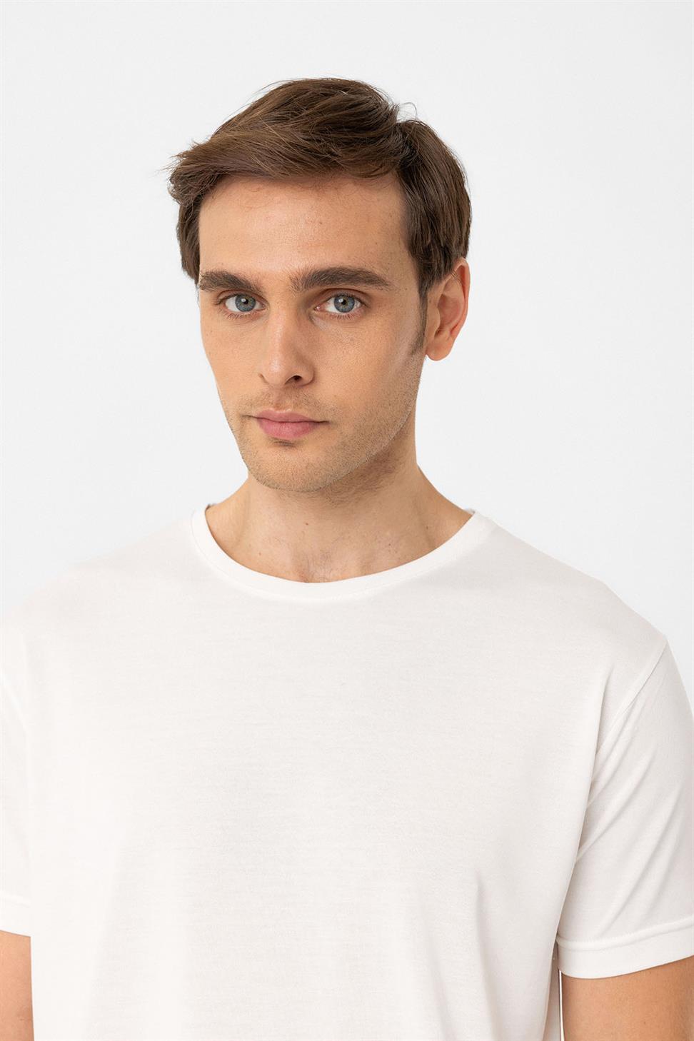 Antioch Beyaz Regular Fit Modal Teknik Kumaş Erkek T-Shirt