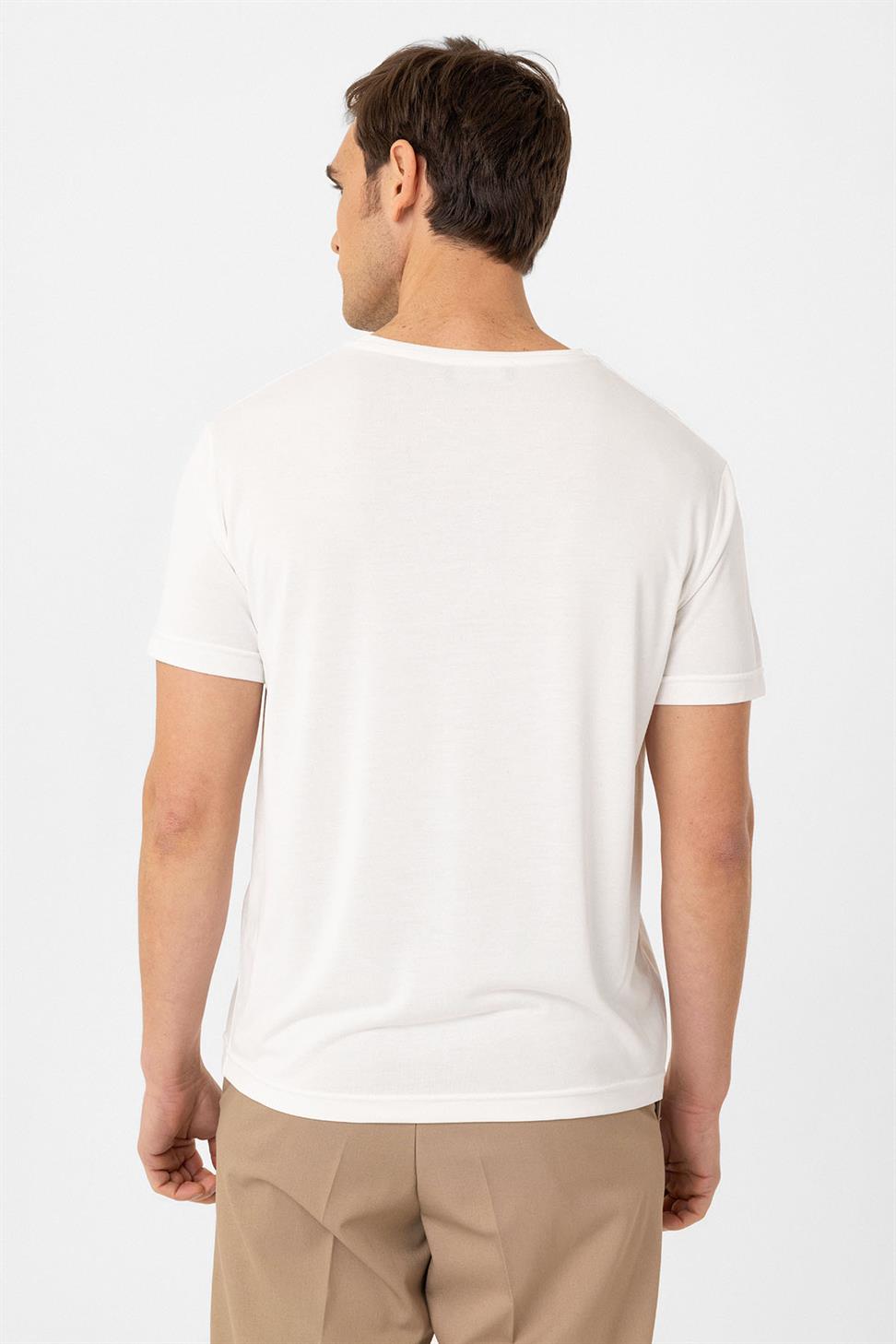 Antioch Beyaz Regular Fit Modal Teknik Kumaş Erkek T-Shirt