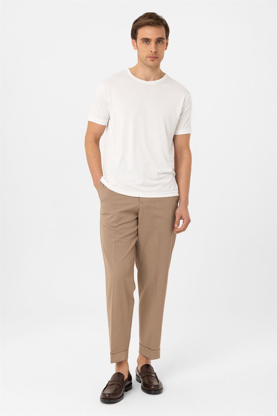 Antioch Beyaz Regular Fit Modal Teknik Kumaş Erkek T-Shirt