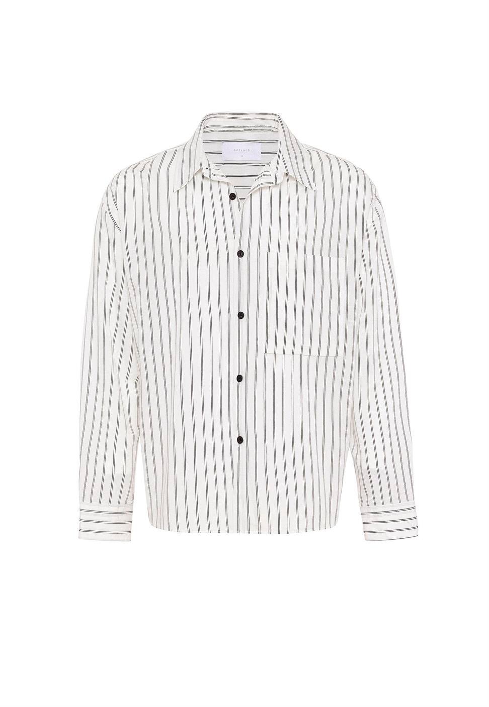 Antioch Beyaz Relax Fit Çizgili Erkek Gömlek