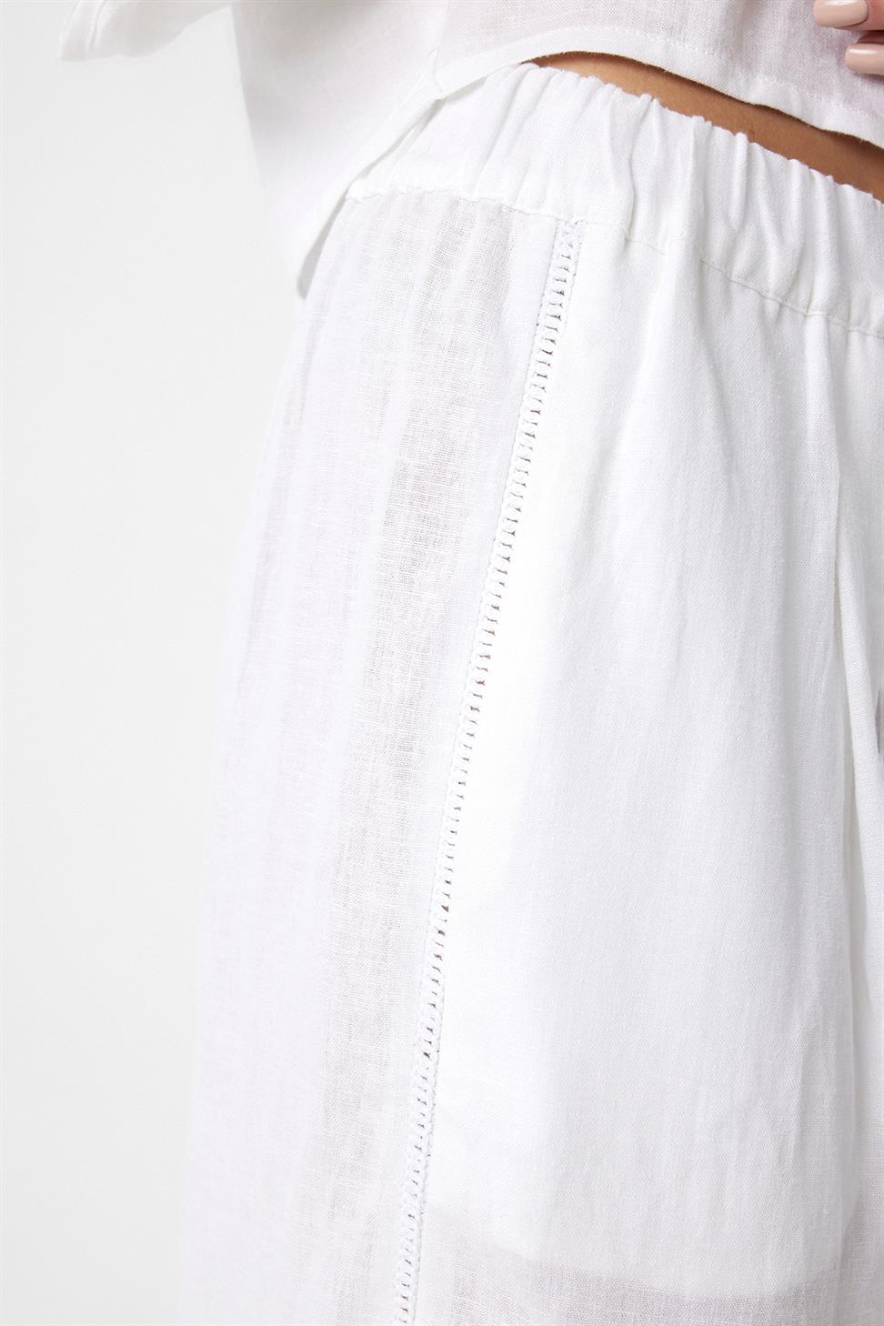 Antioch Beyaz Şerit Detaylı Kadın Pantolon