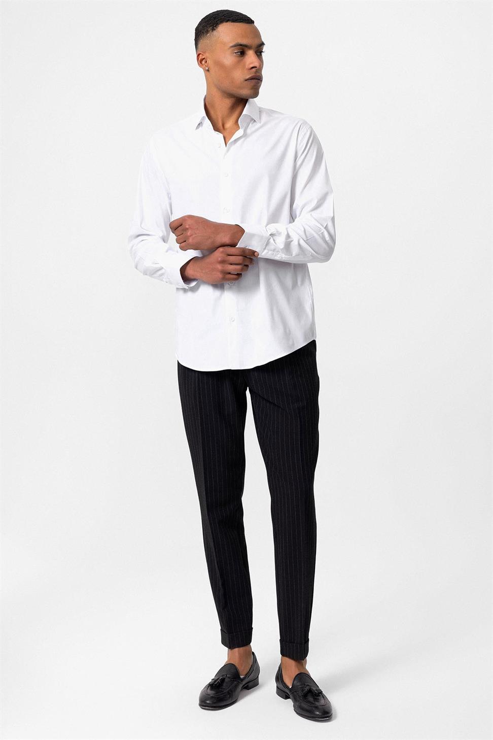 قميص رجالي كلاسيكي بقصة ضيقة كلاسيكية