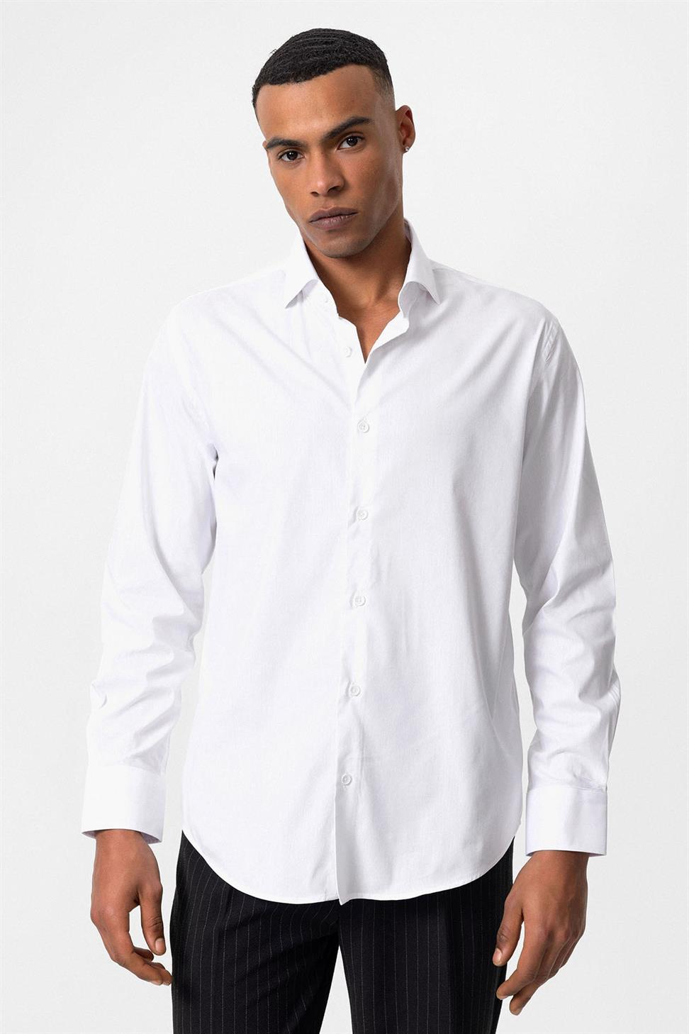 قميص رجالي كلاسيكي بقصة ضيقة كلاسيكية