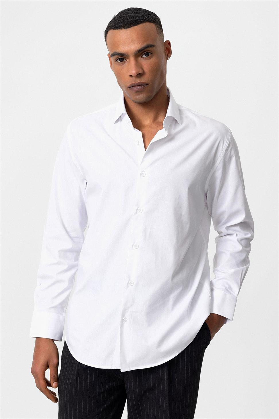 قميص رجالي كلاسيكي بقصة ضيقة كلاسيكية