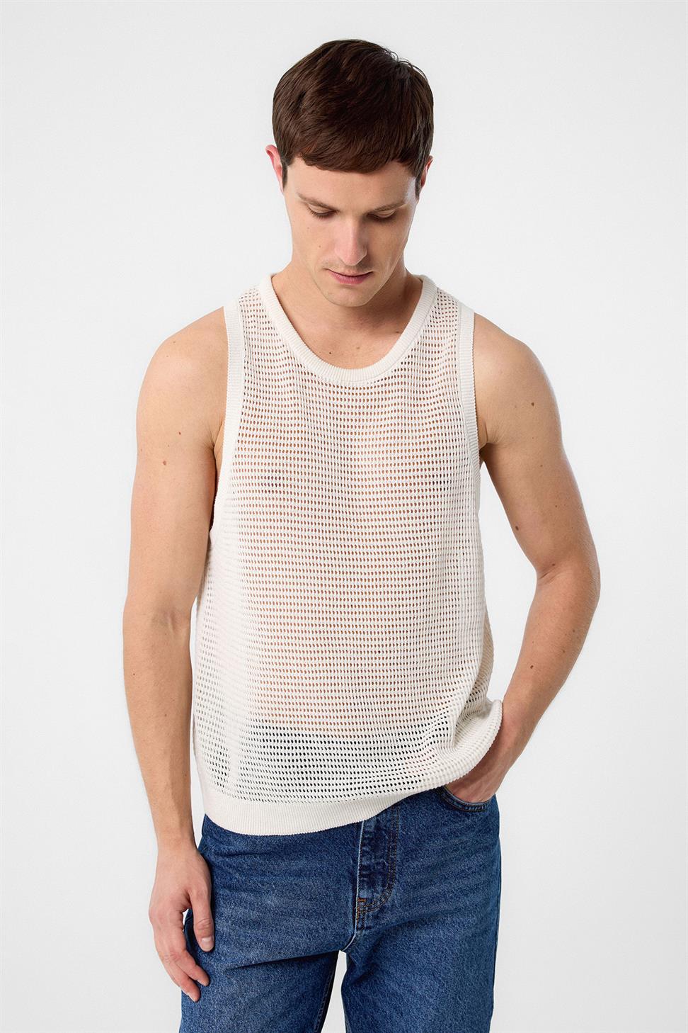 Antioch Beyaz Triko Erkek Atlet