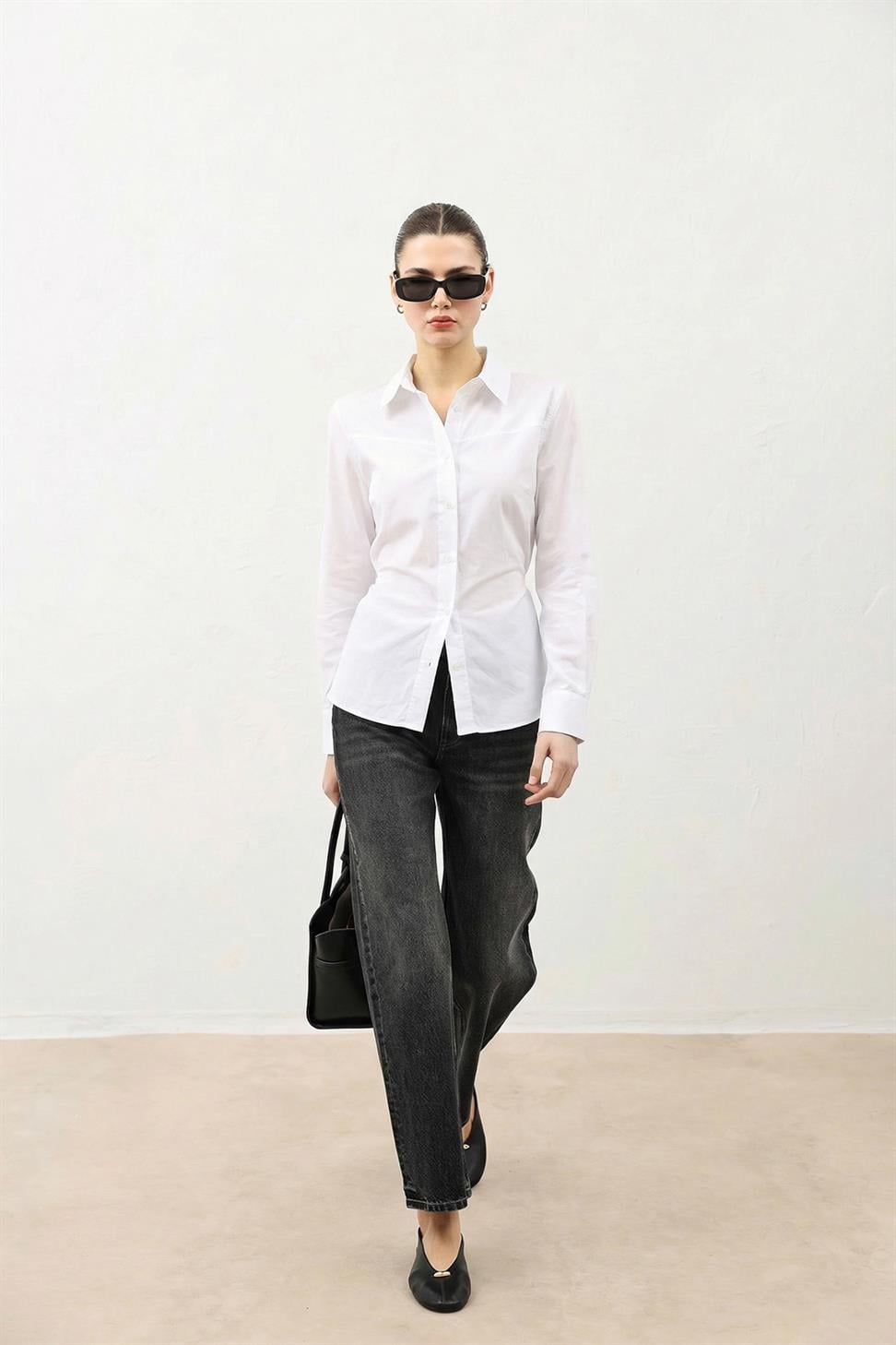 Womens Poplin Shirt with Collar