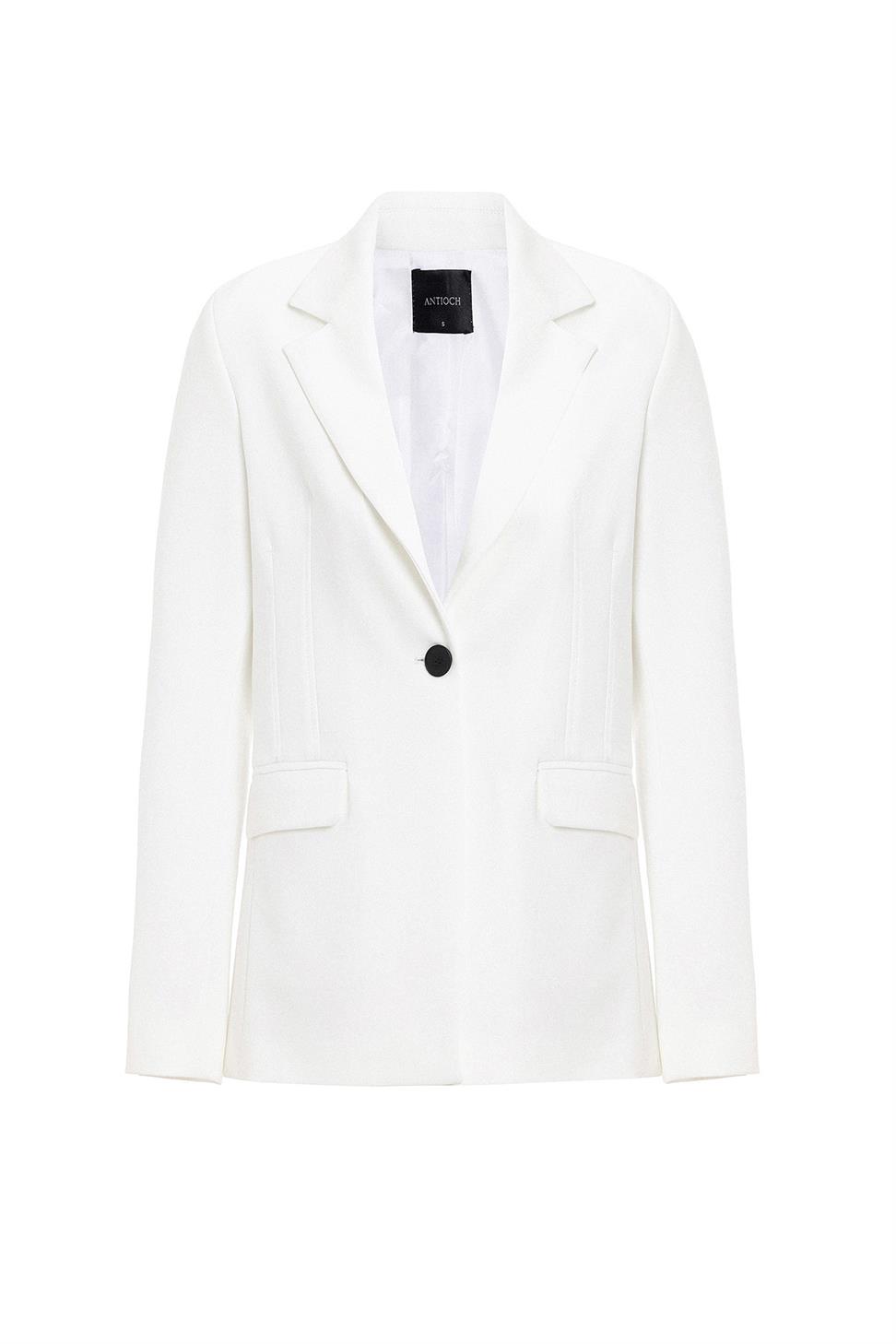 Antioch Beyaz Vücuda Oturan Kadın Blazer Ceket