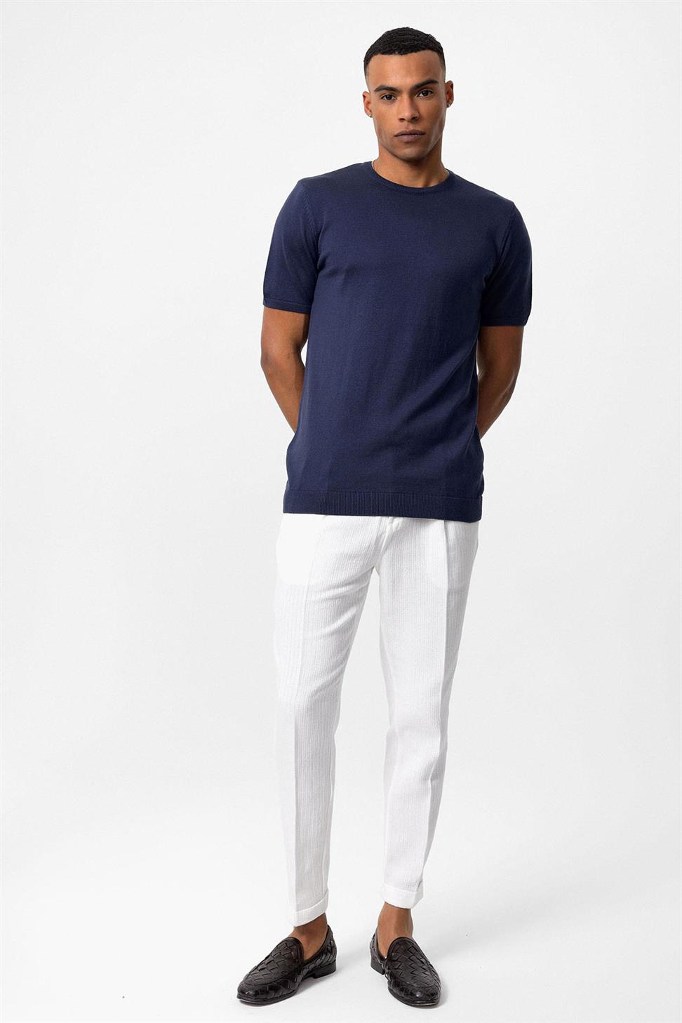 طاقم الرقبة تي شيرت تريكو للرجال