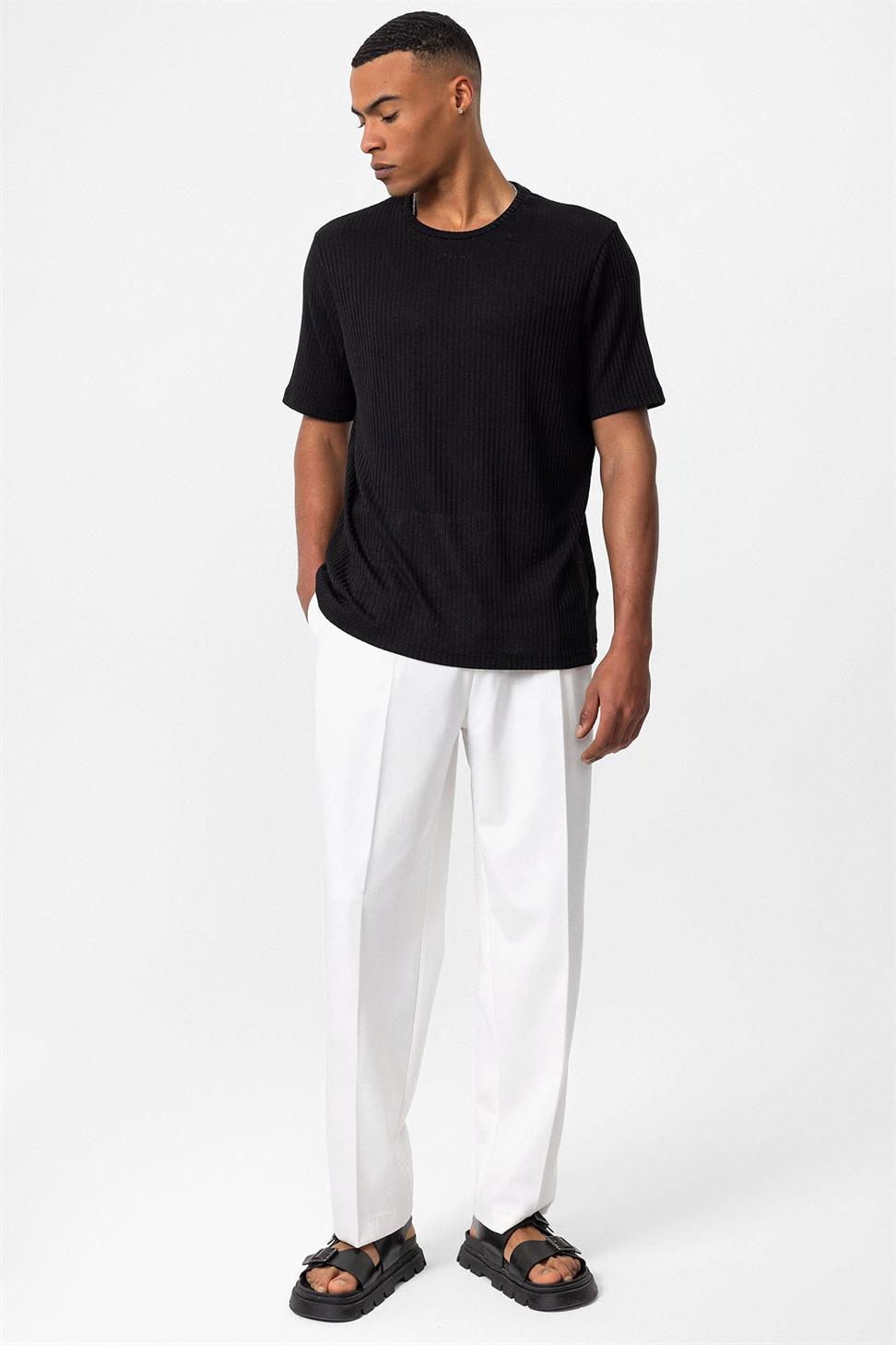 طاقم الرقبة مضلع تي شيرت للرجال