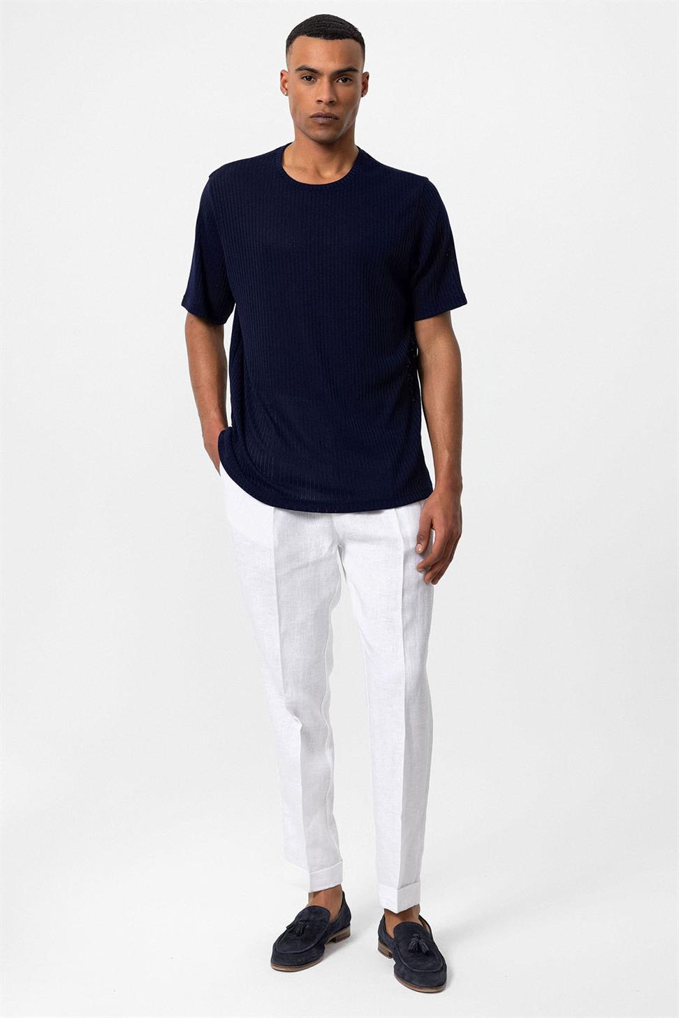 طاقم الرقبة مضلع تي شيرت للرجال