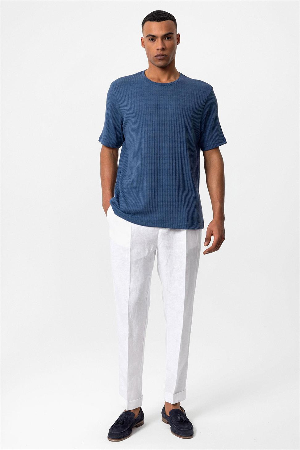 طاقم الرقبة مضلع تي شيرت للرجال