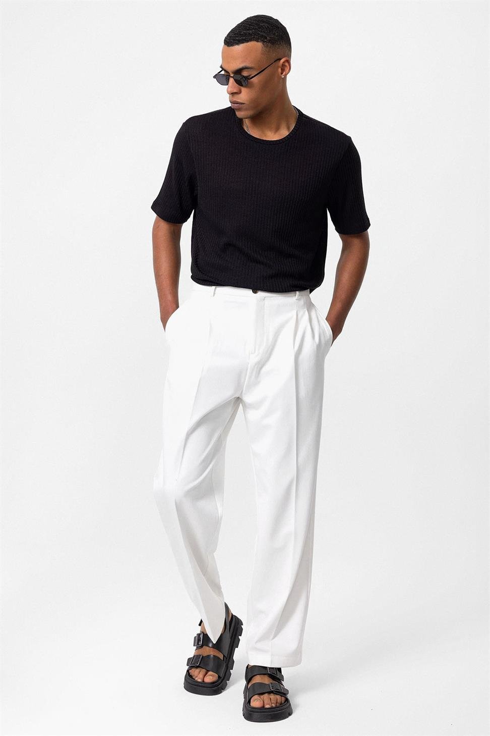 طاقم الرقبة مضلع تي شيرت للرجال