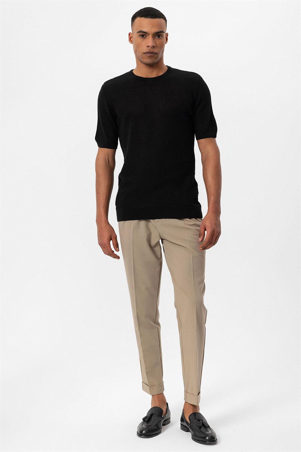 طاقم الرقبة محبوك تريكو تي شيرت الرجال