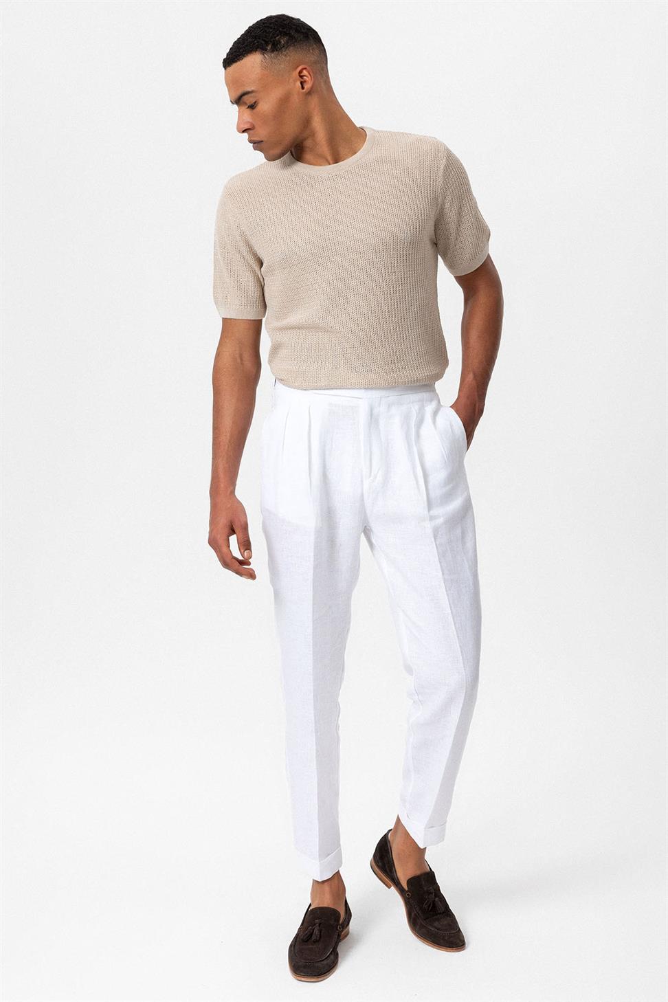 طاقم الرقبة محبوك تريكو تي شيرت الرجال