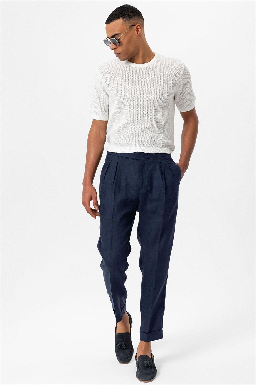 طاقم الرقبة محبوك تريكو تي شيرت الرجال